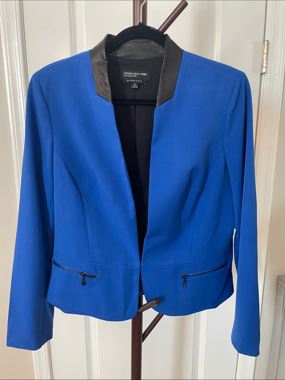 Jones New York Royal Blue Blazer with Black Collar
